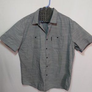 Vintage Ecko Unlimited Blue Striped Button Up Short Sleeve Shirt‎ Men’s Size XL